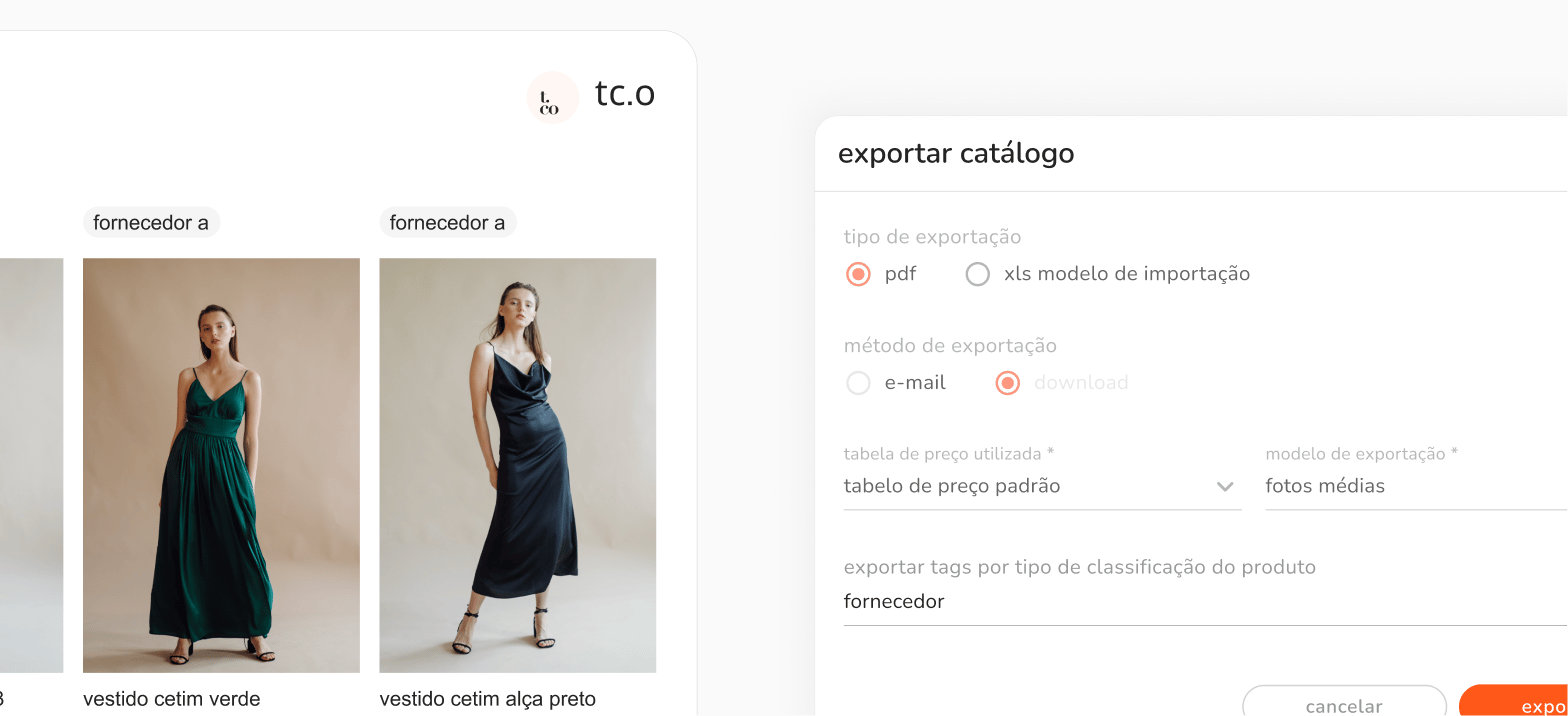 exportação do pdf do catálogo com tags de classificação
