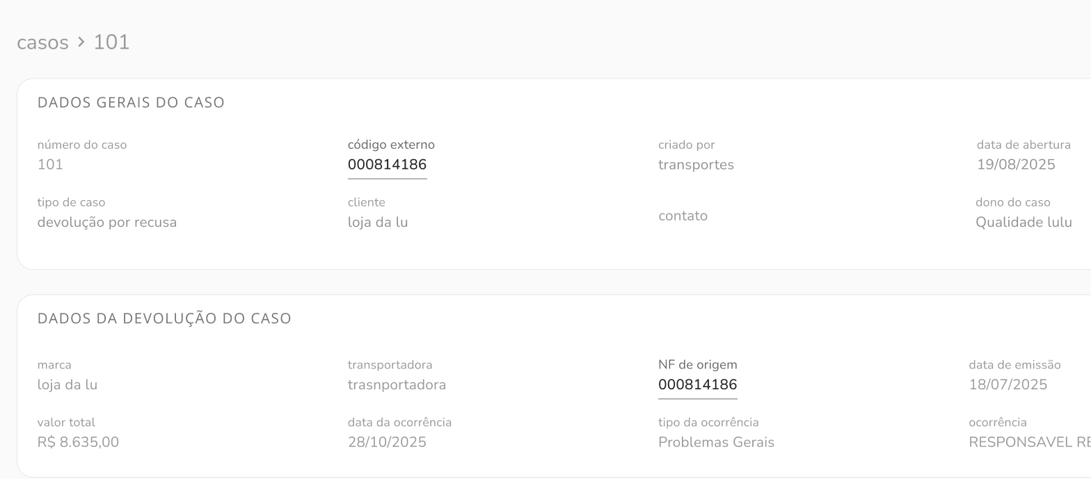 novo campo nos casos de atendimento