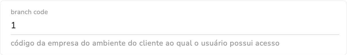 campo branch code do módulo de integração de pedidos