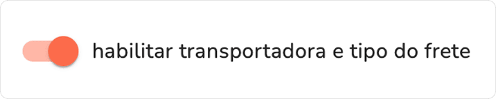 opção habilitar transportadora e tipo do frete ativada no módulo de integração de pedidos