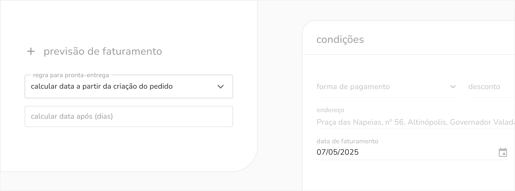 data de previsão faturamento