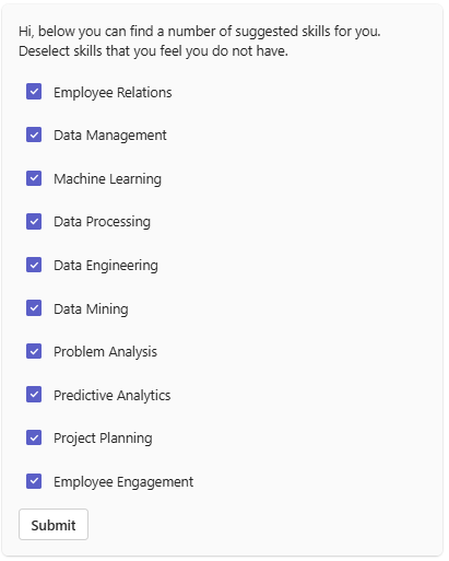 Flat list of Skills