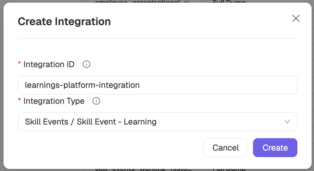 Create Integration Modal