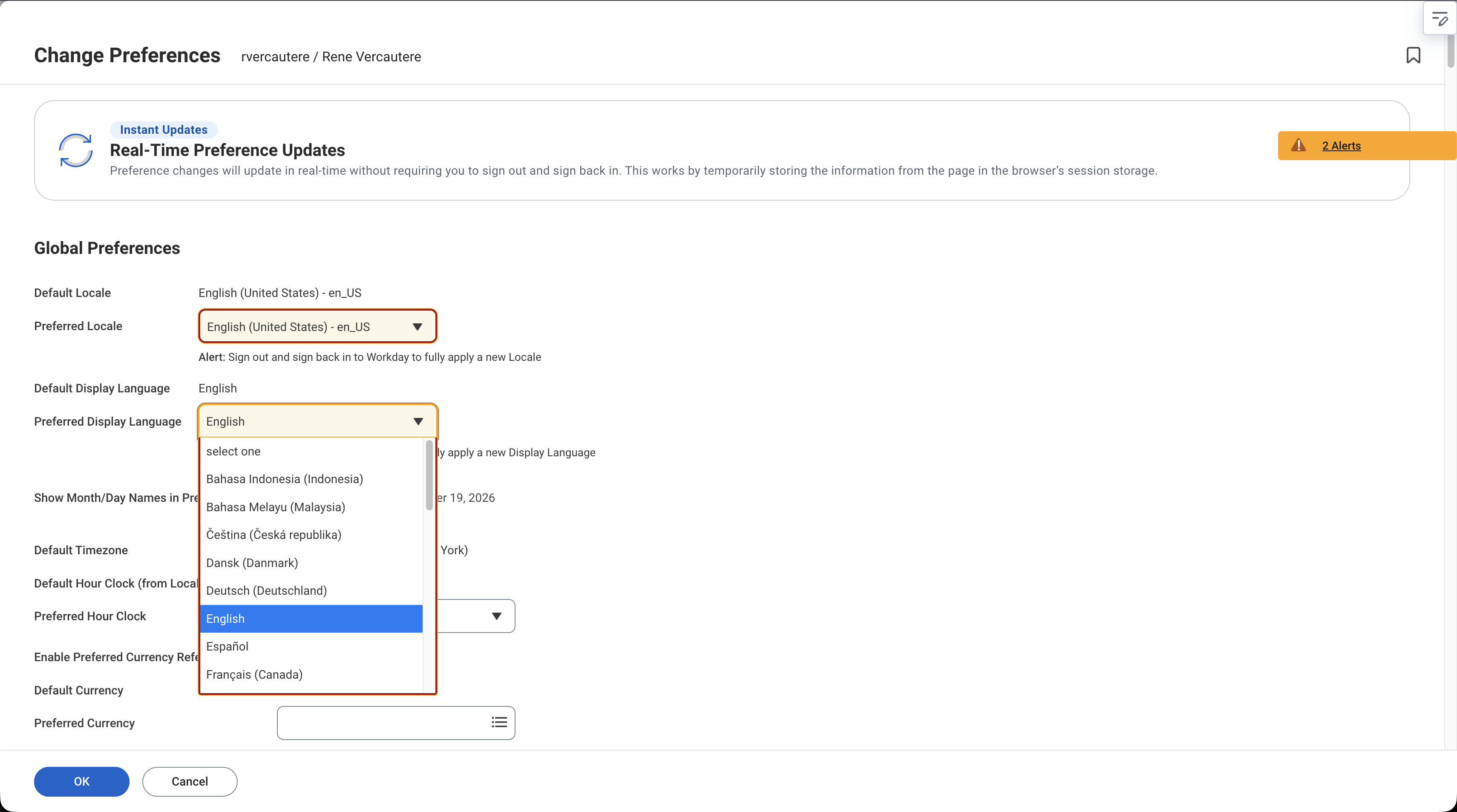 Set the language preferences for the ISU