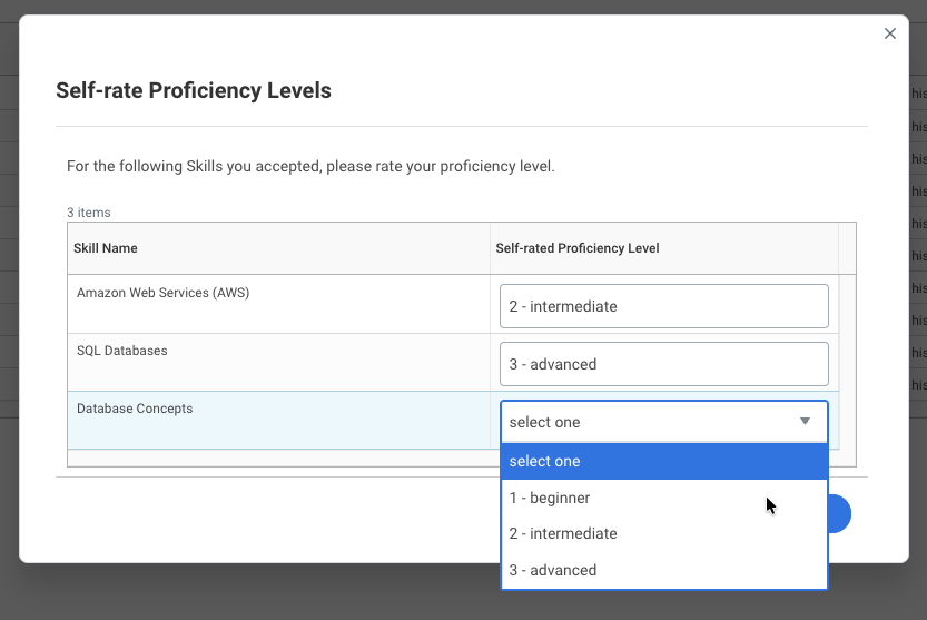 Self-rating Proficiency Levels