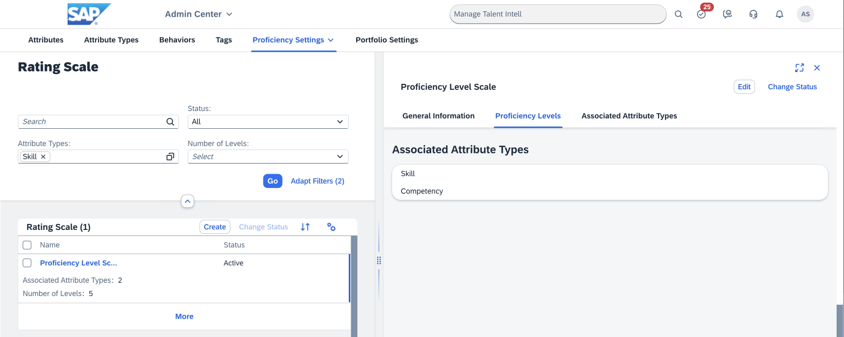 Skill proficiency rating scale