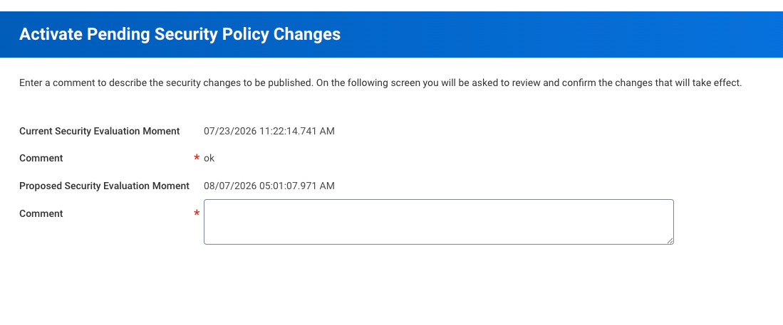 Activate Pending Security Policy Changes