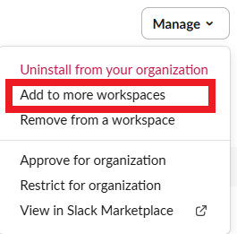 Add the app to your workspaces