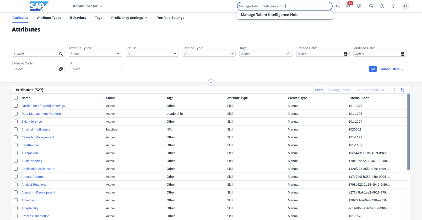 Attributes Library: Navigate to the Attributes tab