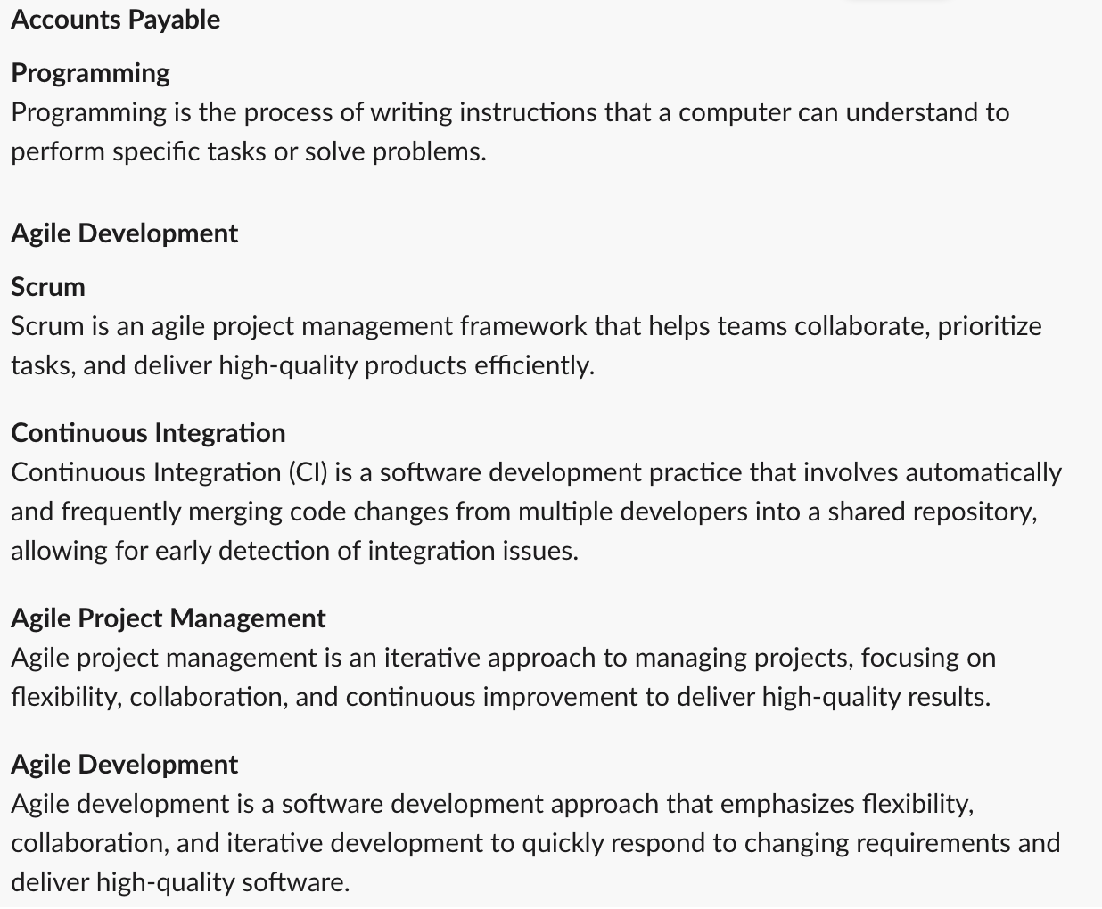 Skills with their descriptions in Skill Cluster format