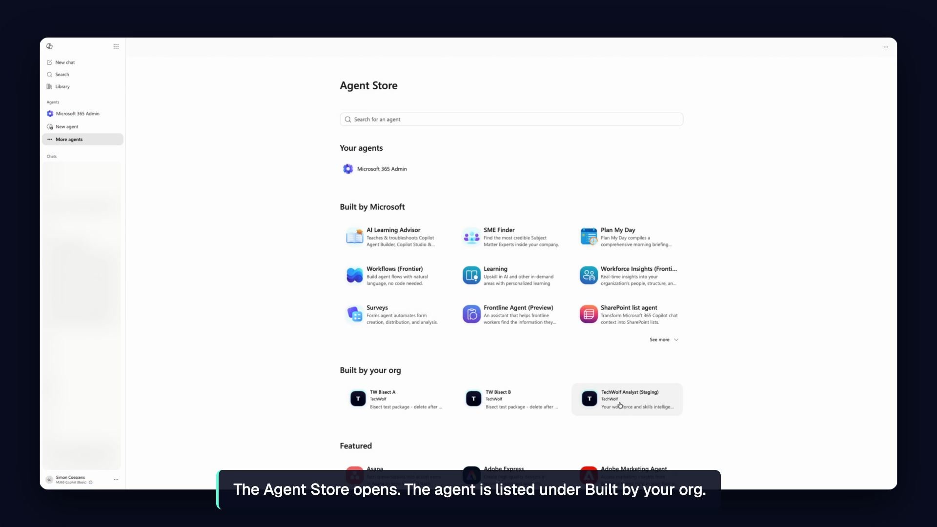 The agent details panel