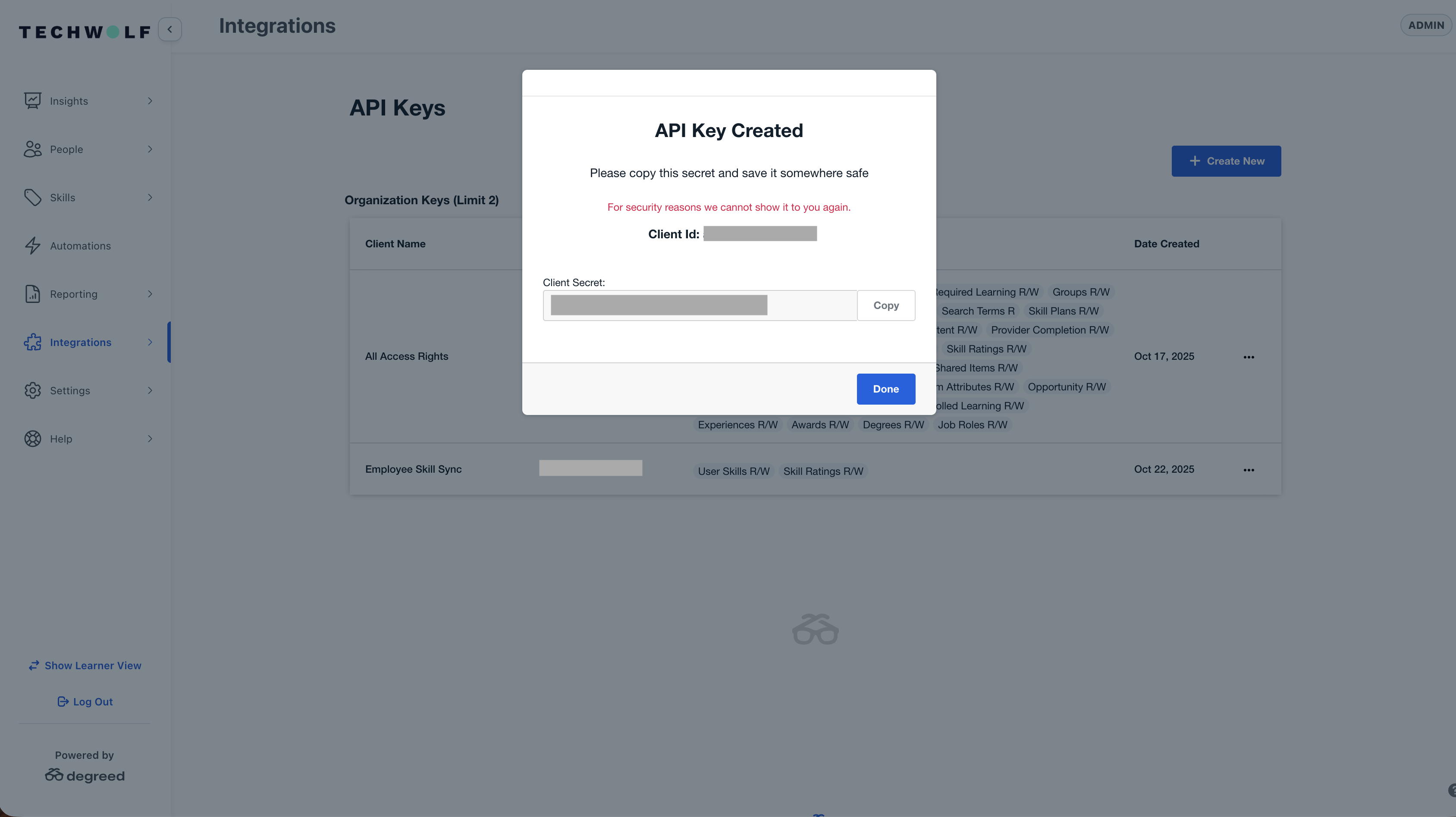 API Key Credentials
