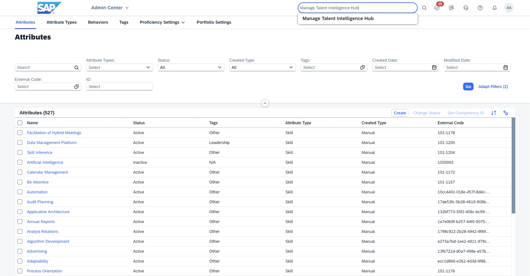 Attributes Library: Navigate to the Attributes tab