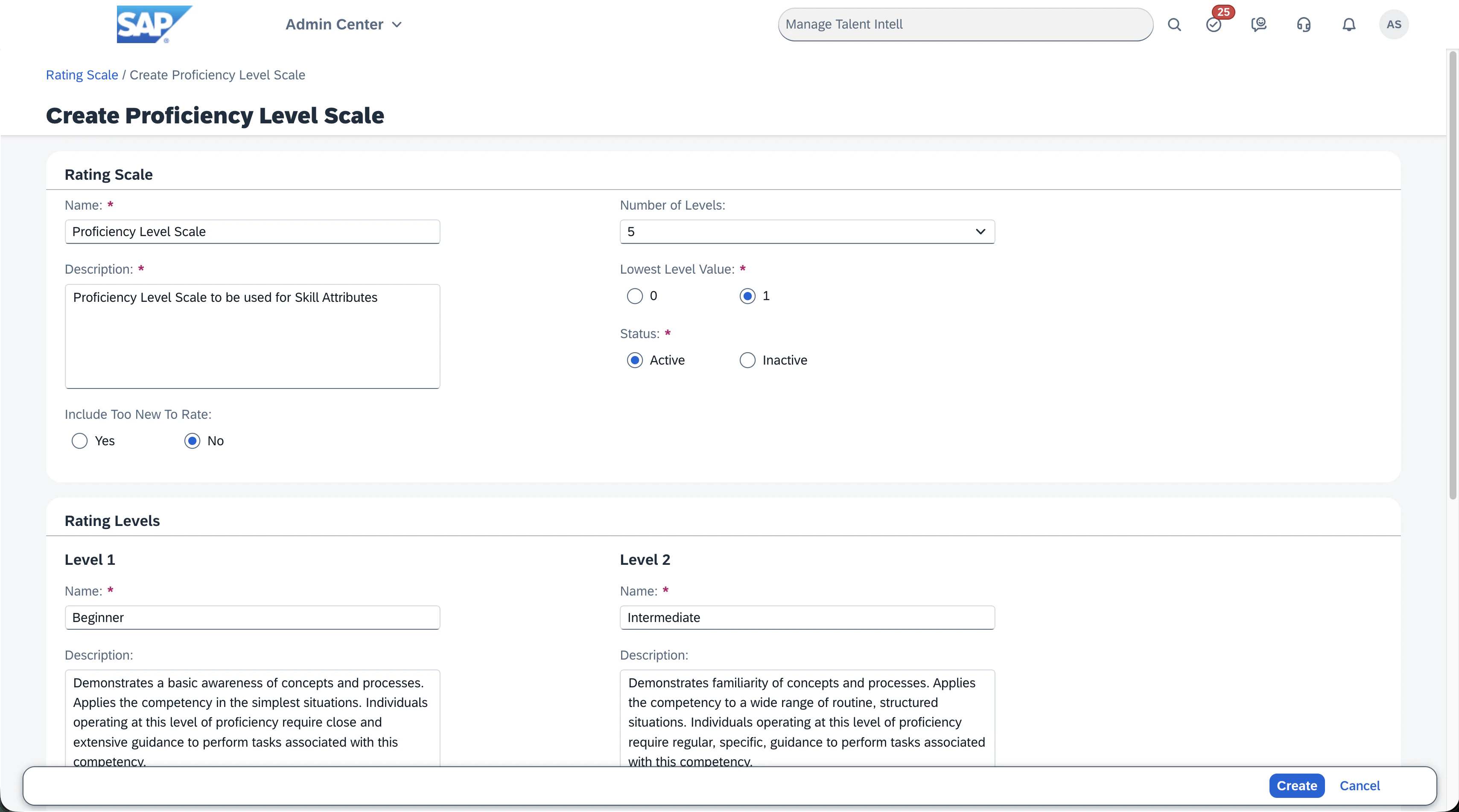 Create proficiency rating scale