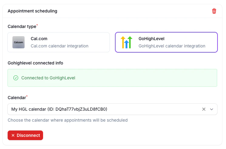 Go High Level calendar integration Go High Level calendar integration interface