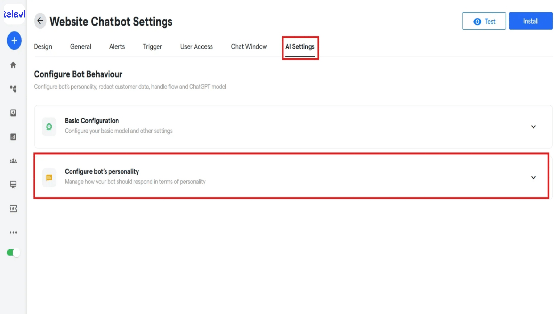 58 Configuring Chatbot Scenarios TelaviOneChatAI Resource 2 Pn