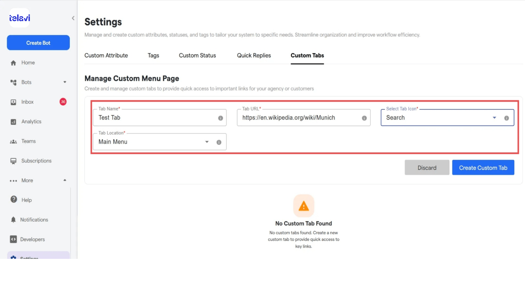 195 Custom Tabs TelaviOneChatAI Resource Centre 3 Pn