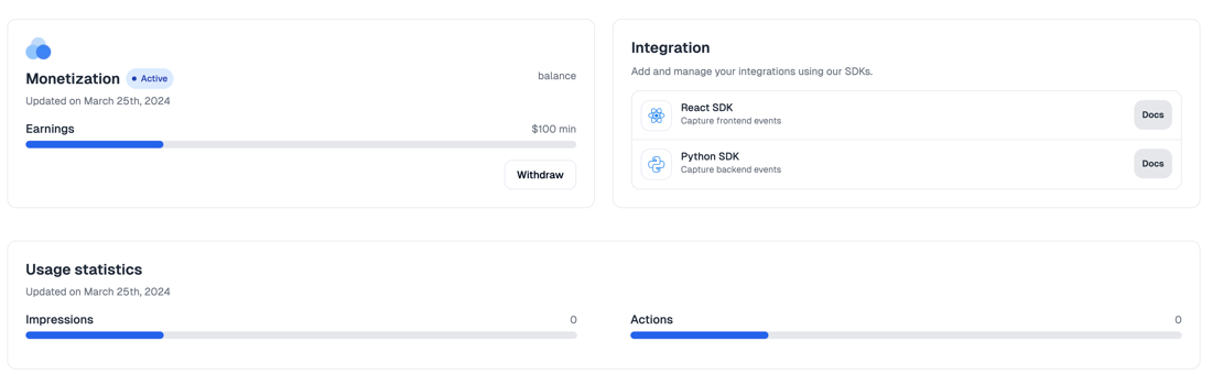 Monetization Dashboard - Telemetree Docs