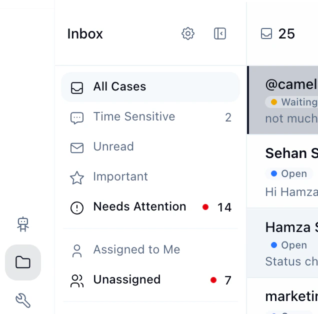 Inbox quick filters in the sidebar