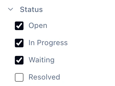 Status filter in the sidebar