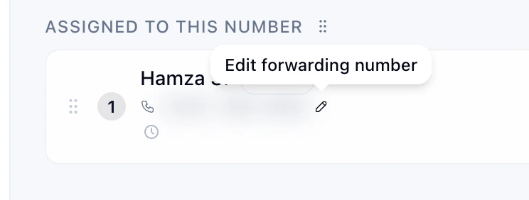 Edit forwarding number for an agent assigned to a phone number
