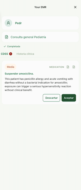 Telepatia Embed CDSS corrective alert