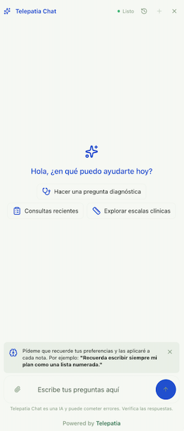 Telepatia Embed Intelligence clinical chat