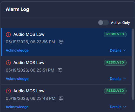 Alarm Log Panel
