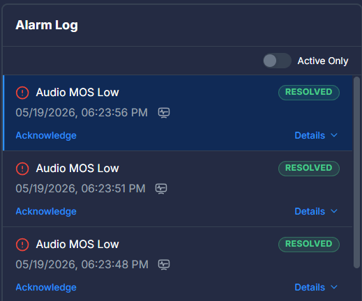 Alarm Log Panel