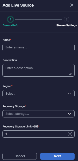 Add Live Source