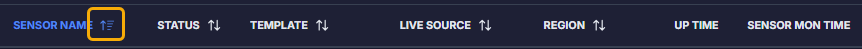 Sensor Column Sort