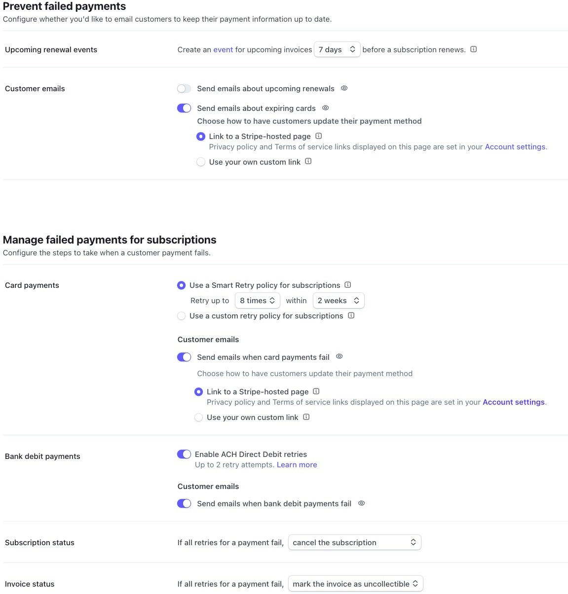 Stripefailedpaymentsettings Jp