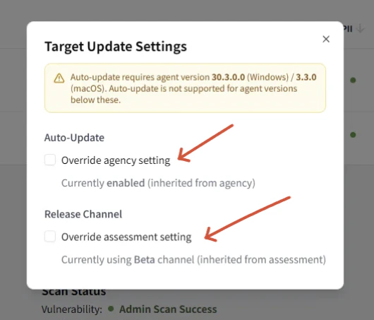 Machine Update Settings
