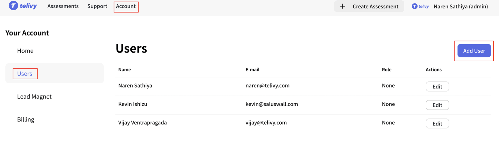 Invite new users and set their permission level