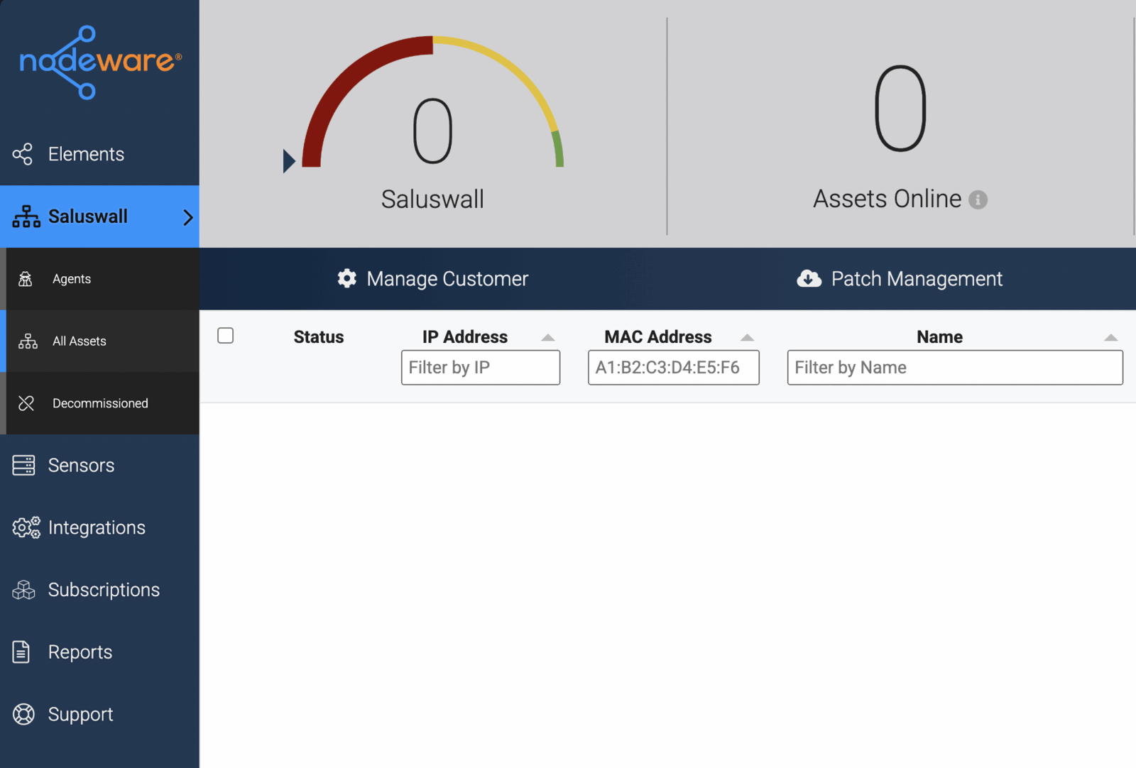 Open the client in Nodeware and click Manage Customer