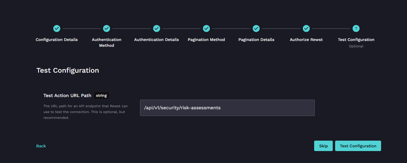 Set the Test Action URL Path in Test Configuration
