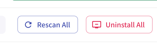 Uninstall all button highlighted in red