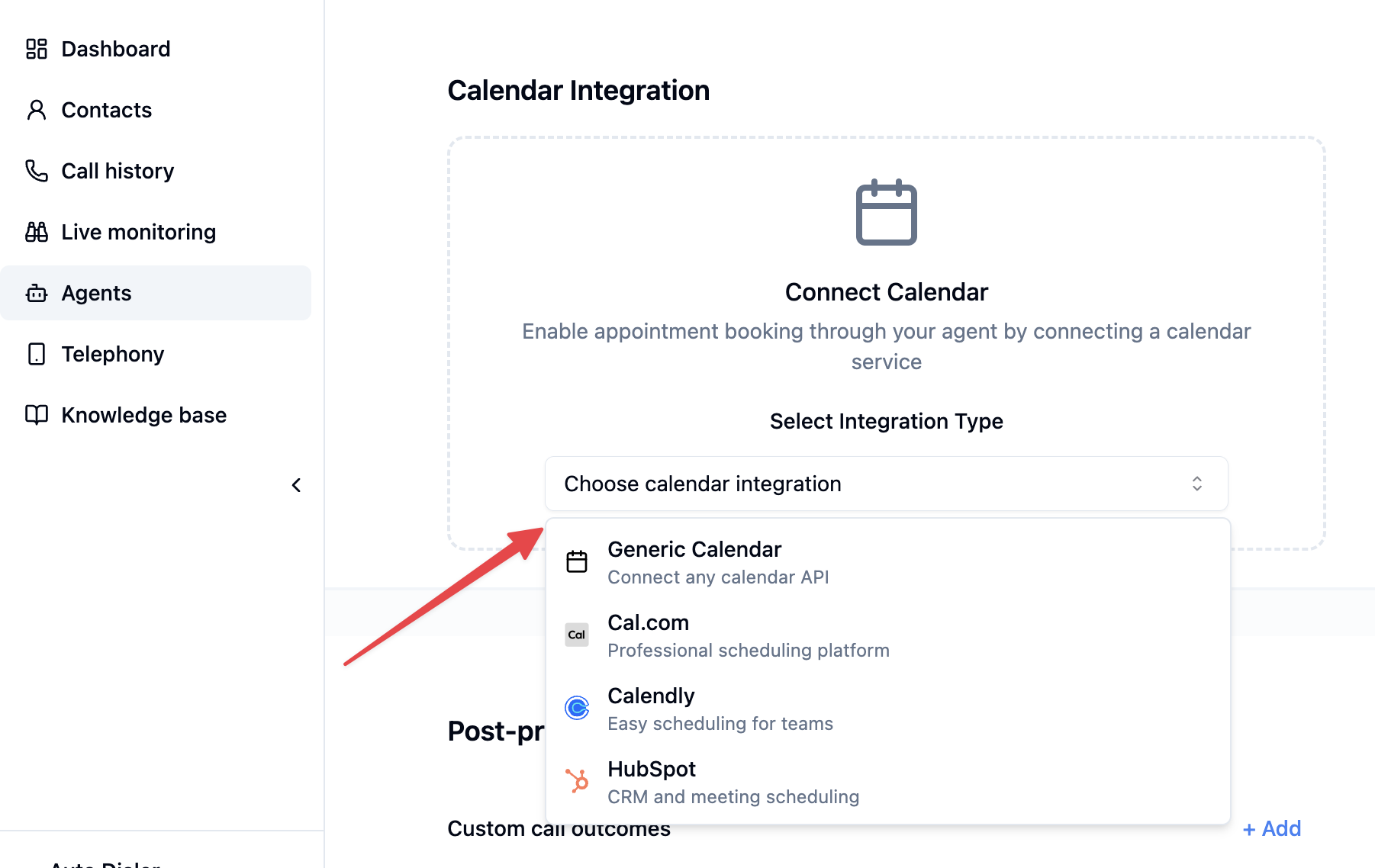 Calendar integration in the telli app