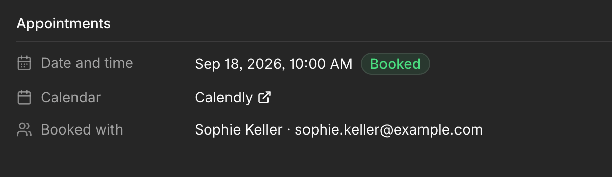 Saved appointment details in a conversation