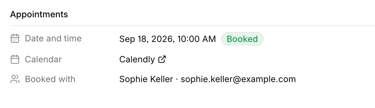 Saved appointment details in a conversation