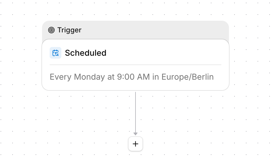 Workflow builder with a recurring Scheduled trigger