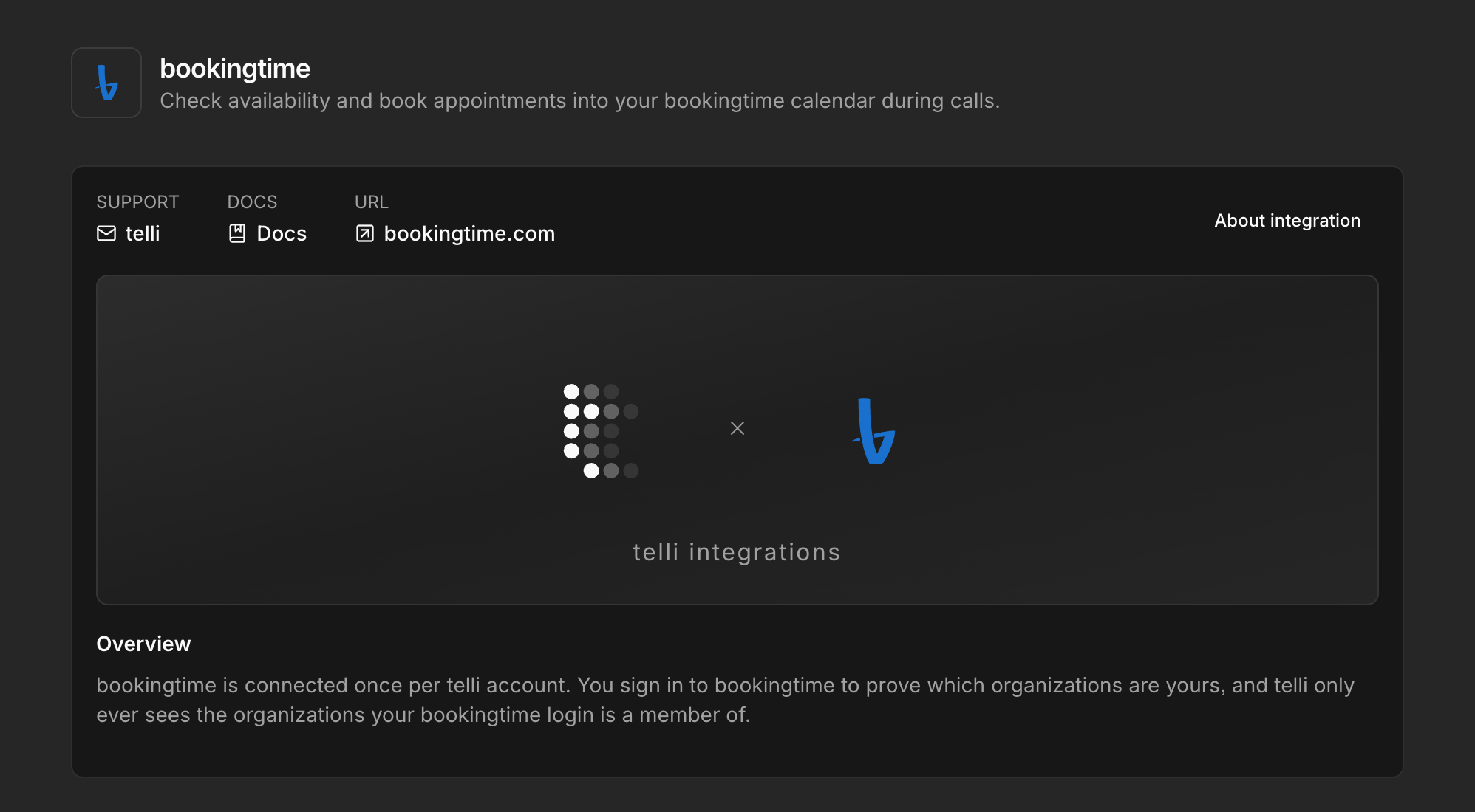 BookingTime integration overview
