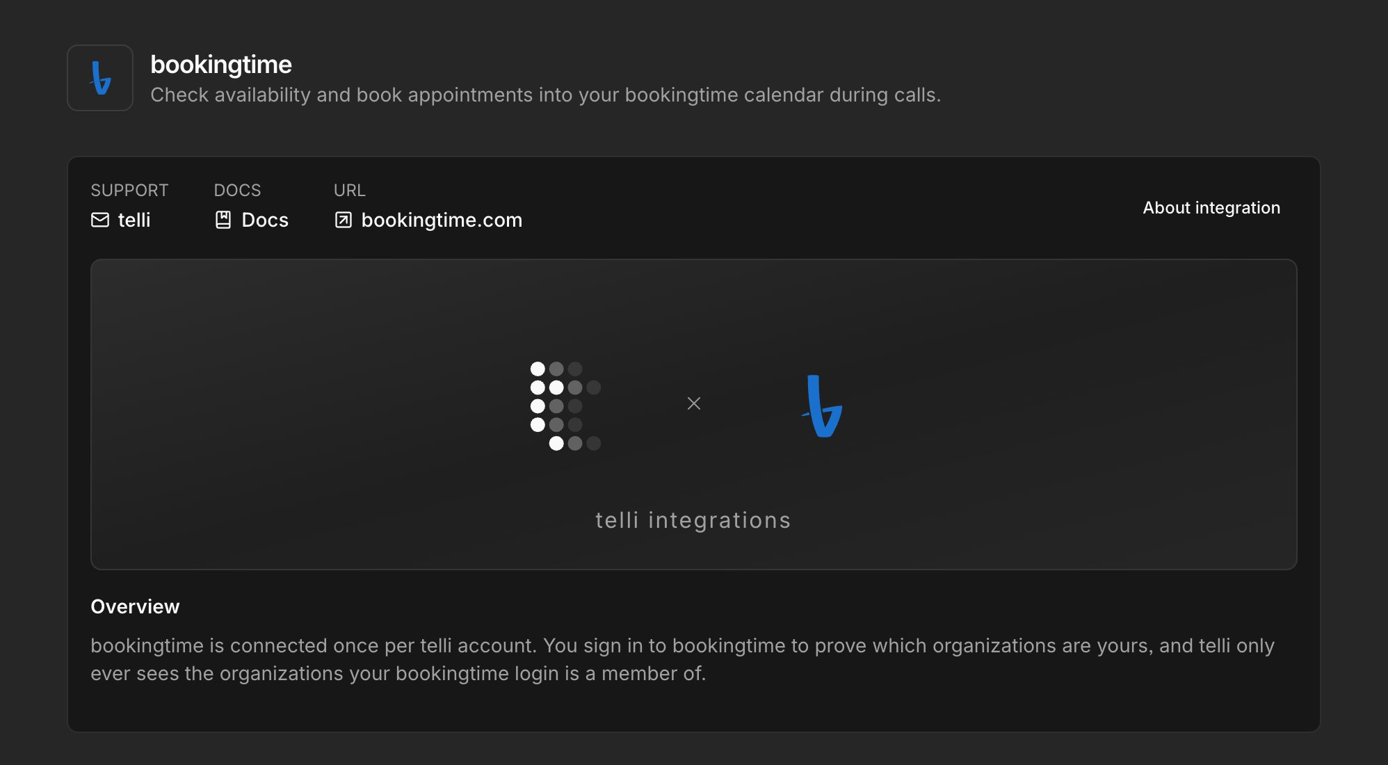 BookingTime integration overview