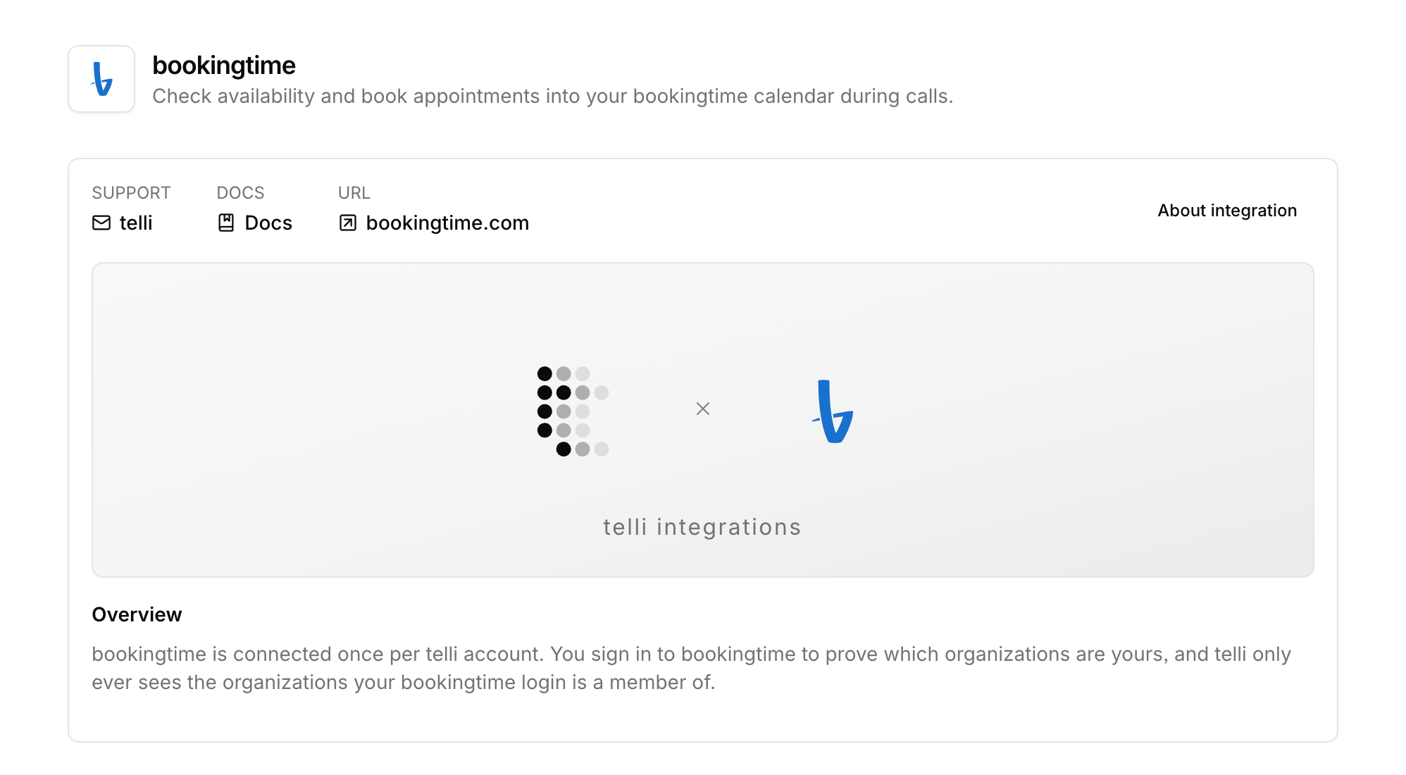 BookingTime integration overview