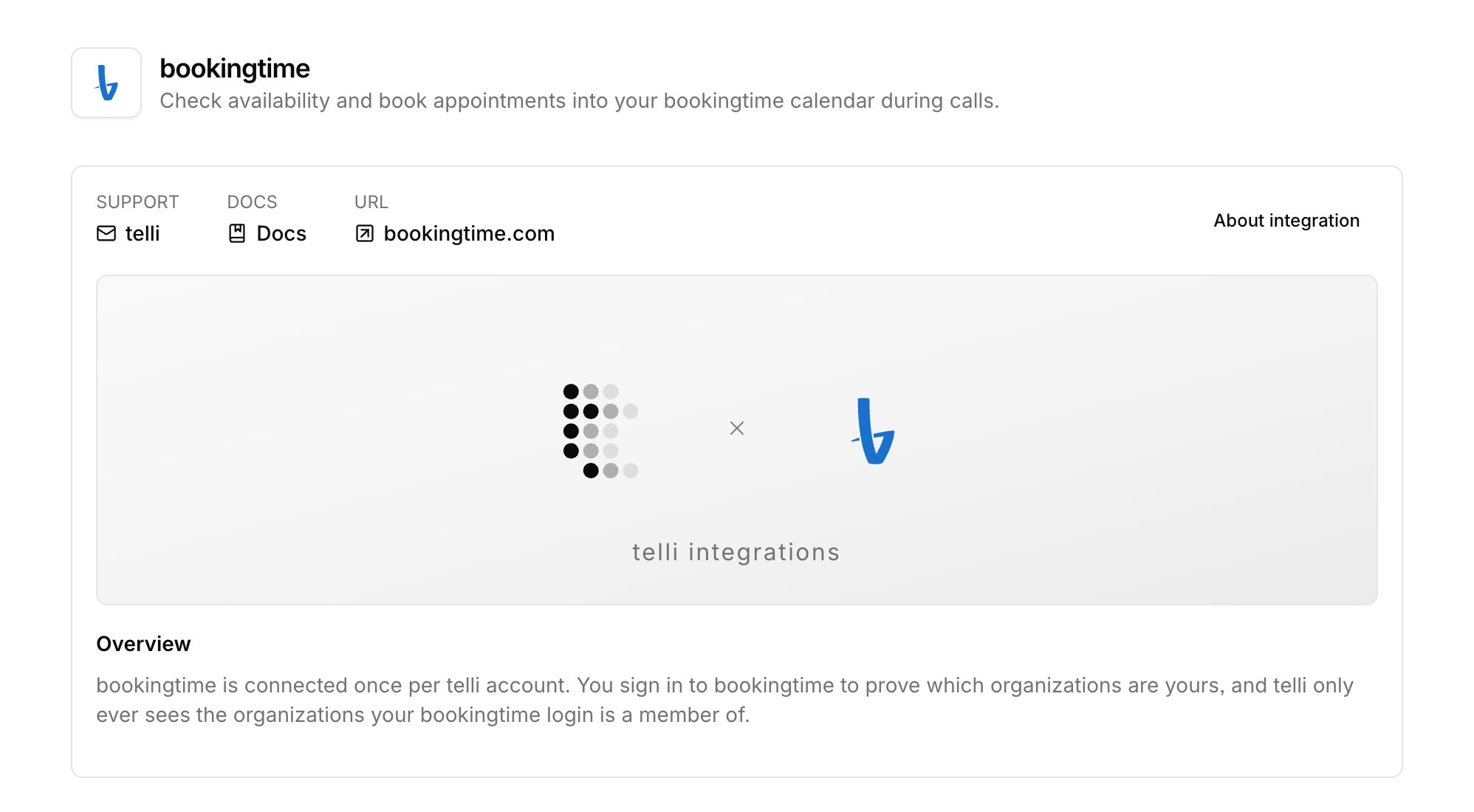 BookingTime integration overview