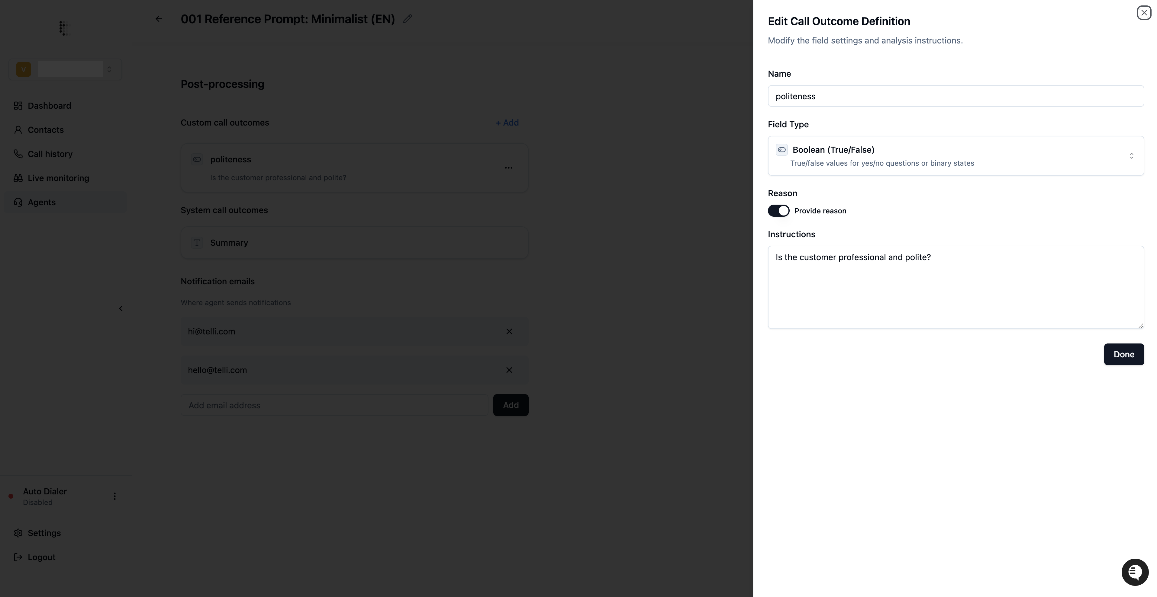 Call Analysis Edit Self Serve