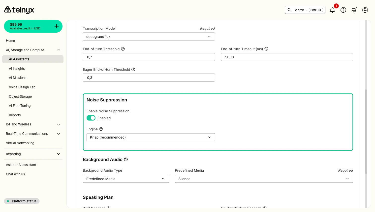 AI Assistant Noise Suppression