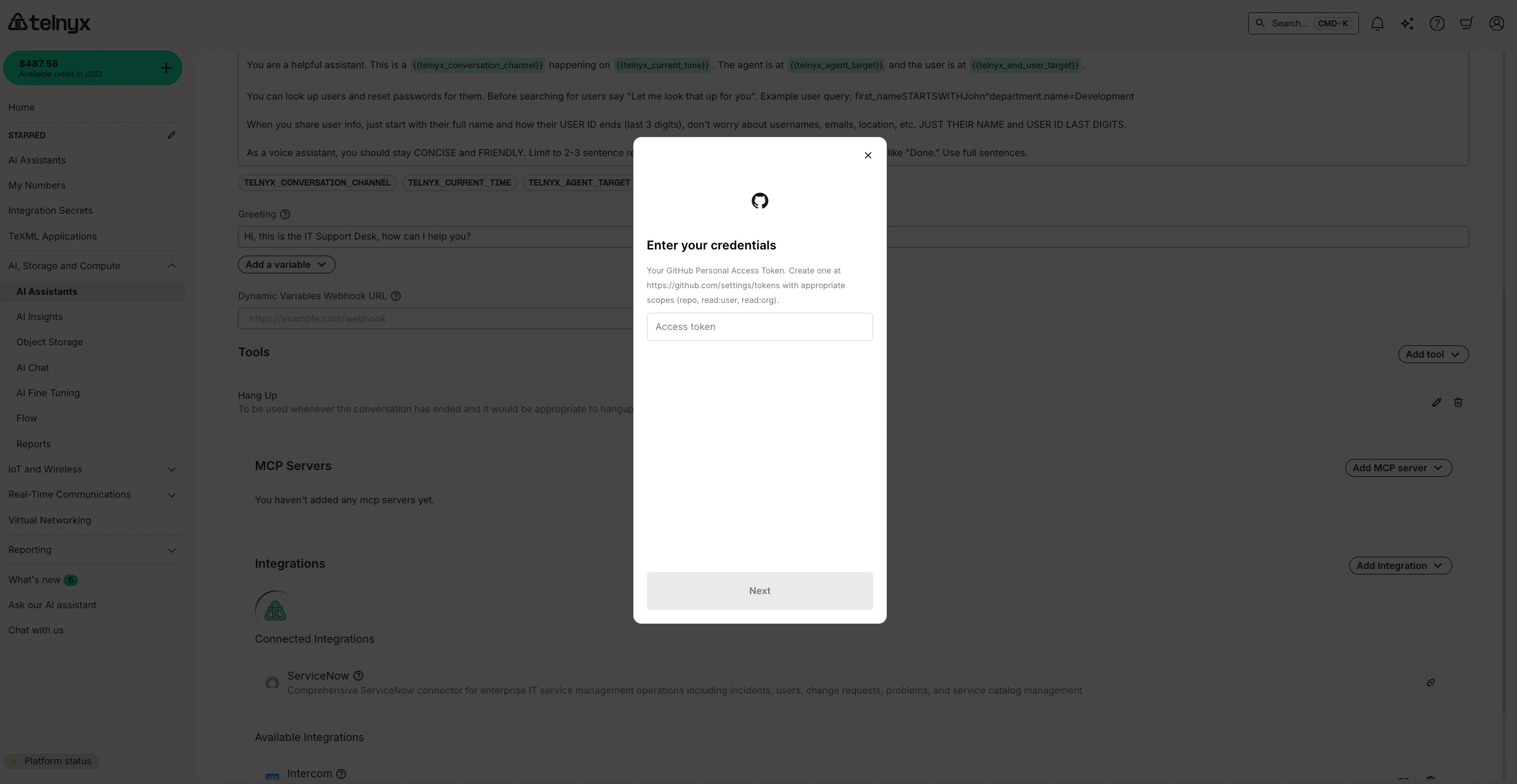 AI Integration Creds
