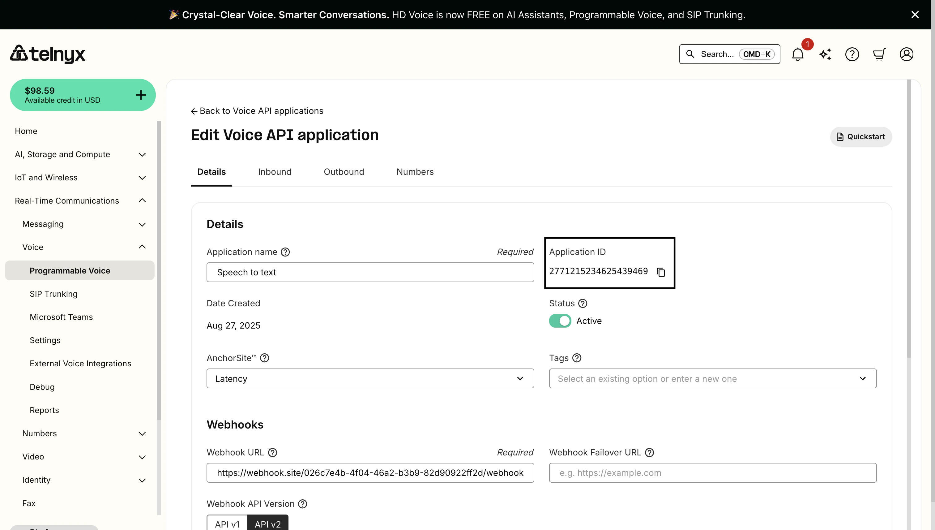 Application ID (Connection ID)