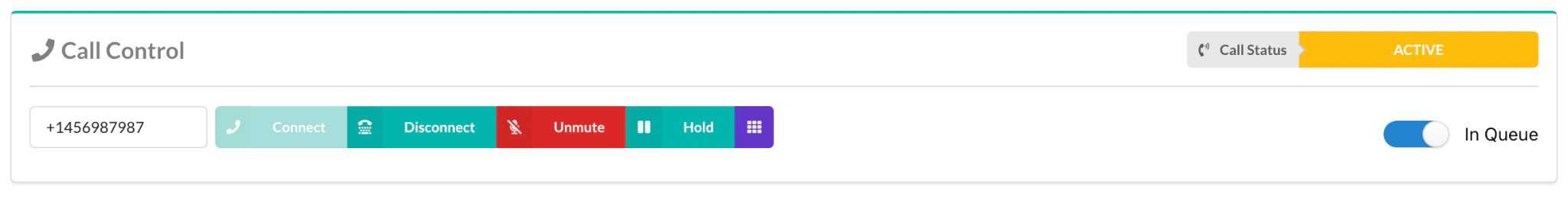 Call control toolbar with call handling options